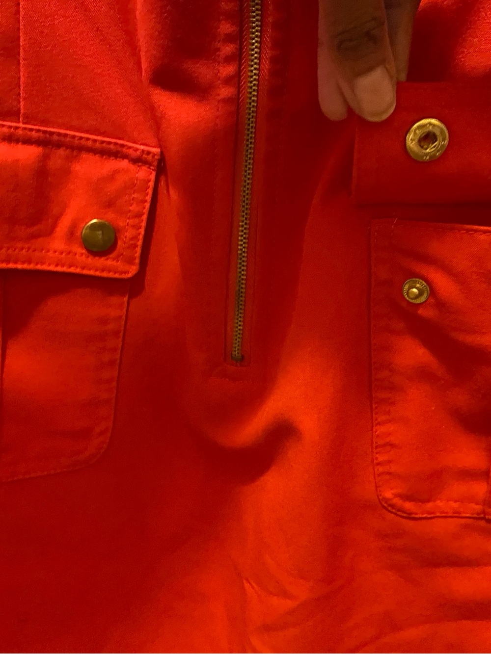 Sharagano Women's Bright Orange Utility Zip-Front Jacket Dress - Picture 16 of 16